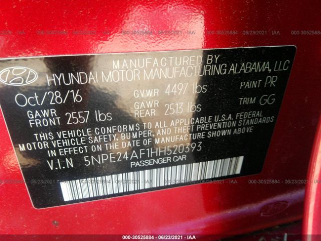 Photo 8 VIN: 5NPE24AF1HH520393 - HYUNDAI SONATA 