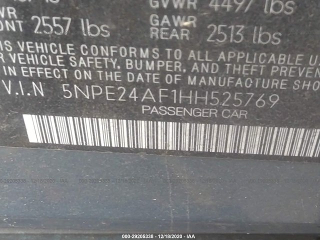 Photo 8 VIN: 5NPE24AF1HH525769 - HYUNDAI SONATA 