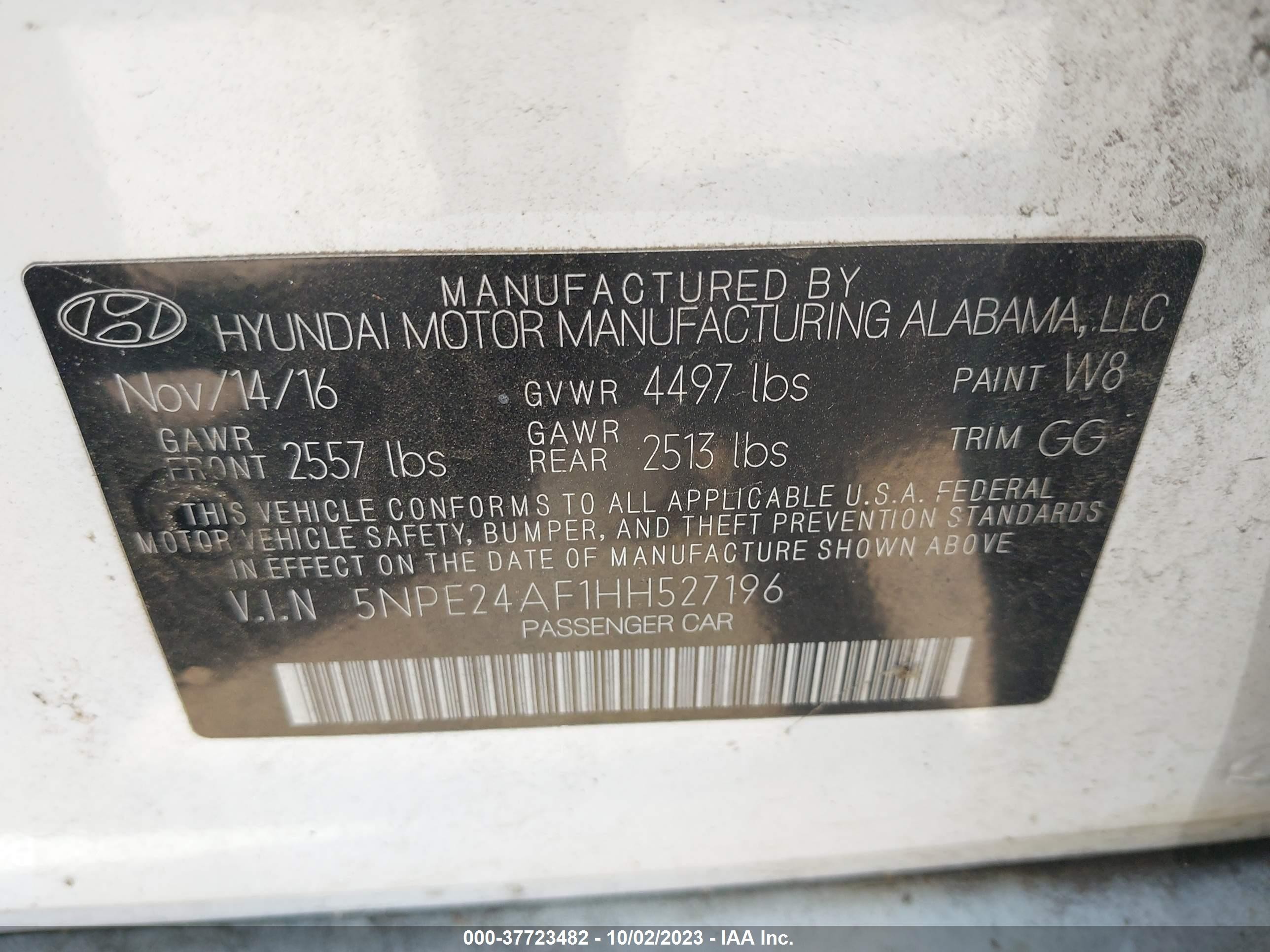 Photo 8 VIN: 5NPE24AF1HH527196 - HYUNDAI SONATA 