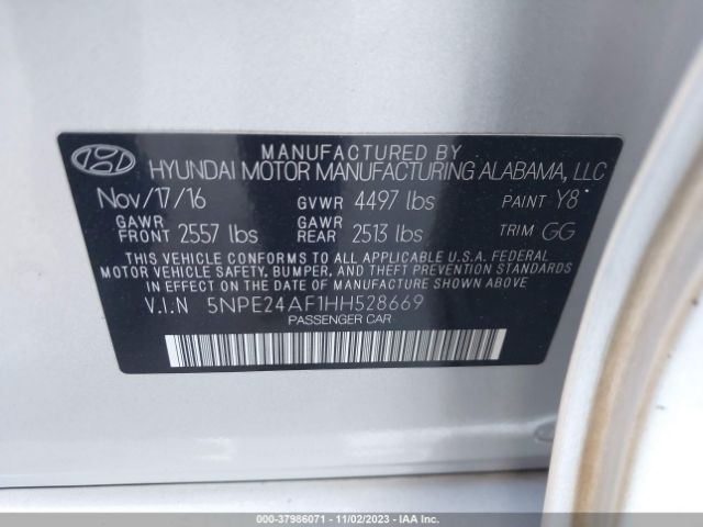 Photo 8 VIN: 5NPE24AF1HH528669 - HYUNDAI SONATA 