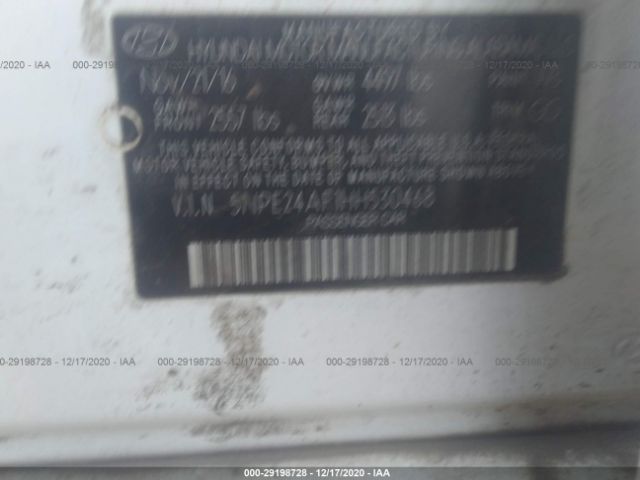 Photo 8 VIN: 5NPE24AF1HH530468 - HYUNDAI SONATA 