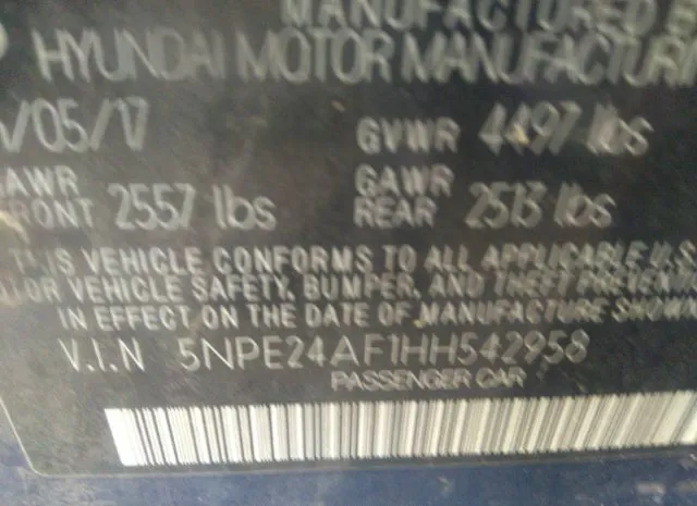 Photo 8 VIN: 5NPE24AF1HH542958 - HYUNDAI SONATA 