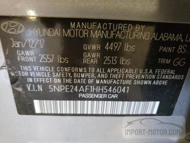 Photo 11 VIN: 5NPE24AF1HH546041 - HYUNDAI SONATA 