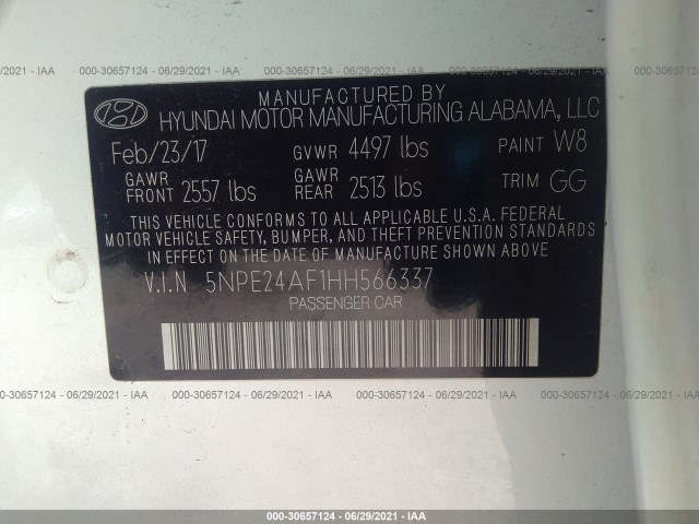 Photo 8 VIN: 5NPE24AF1HH566337 - HYUNDAI SONATA 