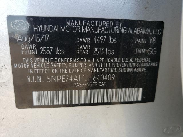 Photo 9 VIN: 5NPE24AF1JH640409 - HYUNDAI SONATA SE 