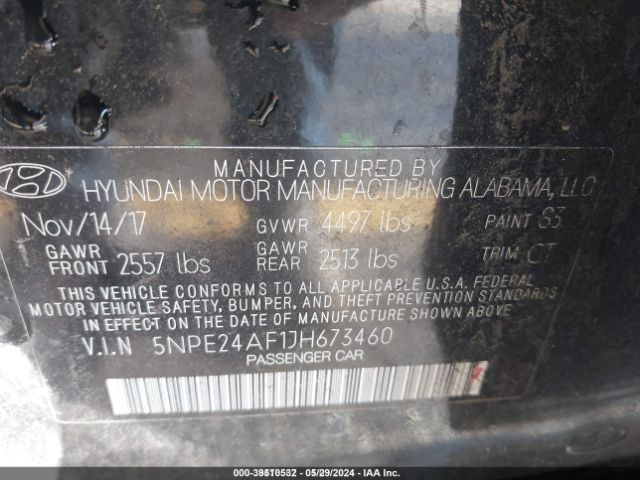 Photo 8 VIN: 5NPE24AF1JH673460 - HYUNDAI SONATA 