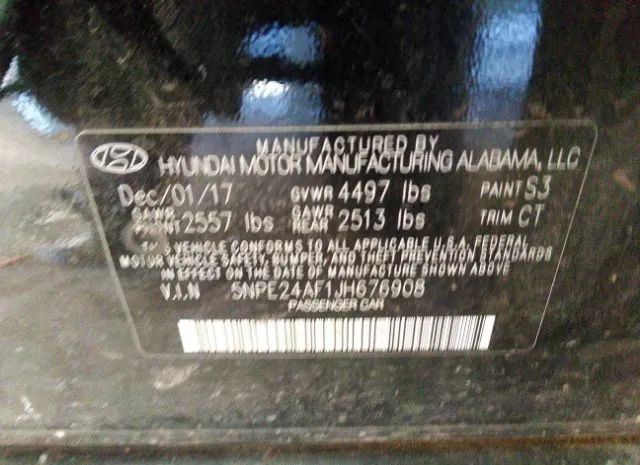 Photo 8 VIN: 5NPE24AF1JH676908 - HYUNDAI SONATA 