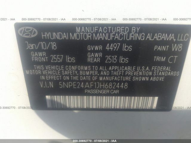 Photo 8 VIN: 5NPE24AF1JH682448 - HYUNDAI SONATA 