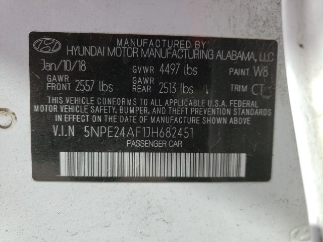 Photo 9 VIN: 5NPE24AF1JH682451 - HYUNDAI SONATA SE 