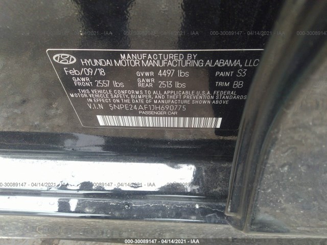 Photo 8 VIN: 5NPE24AF1JH690775 - HYUNDAI SONATA 