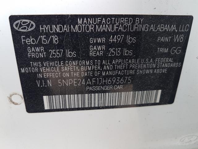 Photo 9 VIN: 5NPE24AF1JH693675 - HYUNDAI SONATA SE 