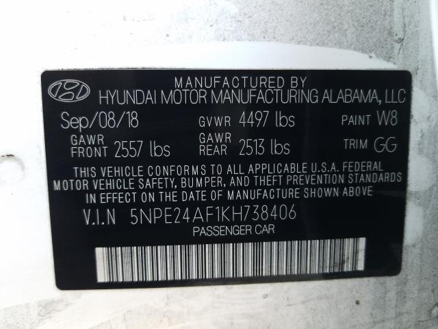 Photo 9 VIN: 5NPE24AF1KH738406 - HYUNDAI SONATA SE 