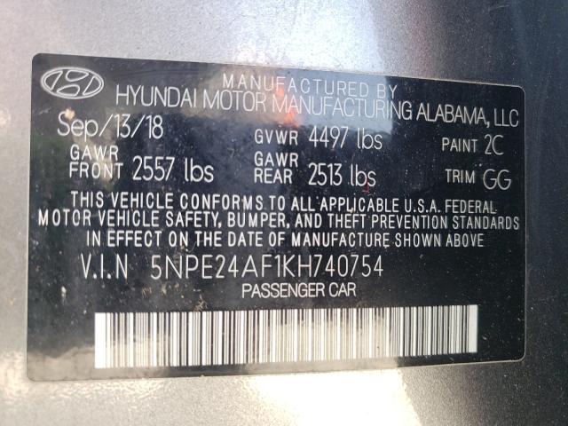 Photo 9 VIN: 5NPE24AF1KH740754 - HYUNDAI SONATA SE 