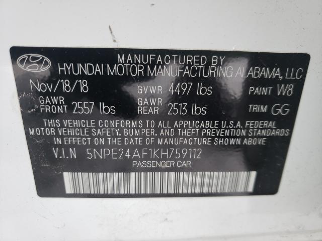 Photo 9 VIN: 5NPE24AF1KH759112 - HYUNDAI SONATA SE 