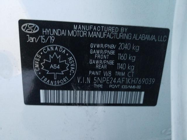 Photo 9 VIN: 5NPE24AF1KH769039 - HYUNDAI SONATA SE 