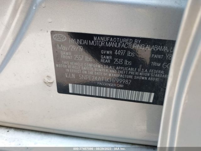 Photo 8 VIN: 5NPE24AF1KH799982 - HYUNDAI SONATA 