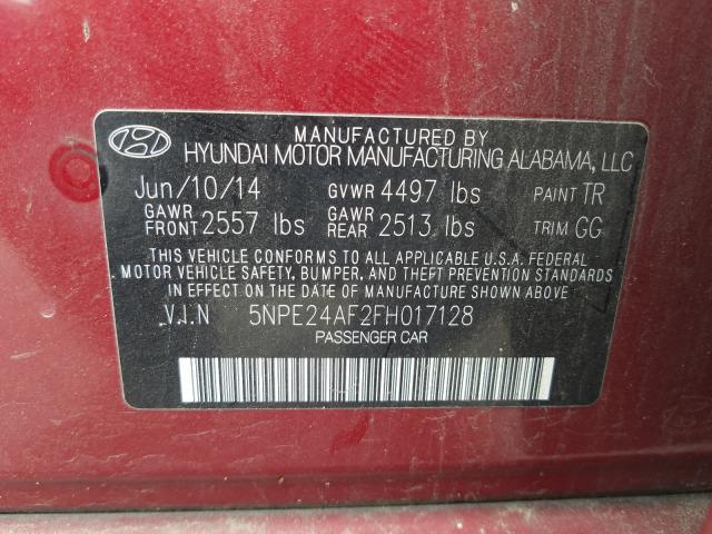 Photo 9 VIN: 5NPE24AF2FH017128 - HYUNDAI SONATA SE 