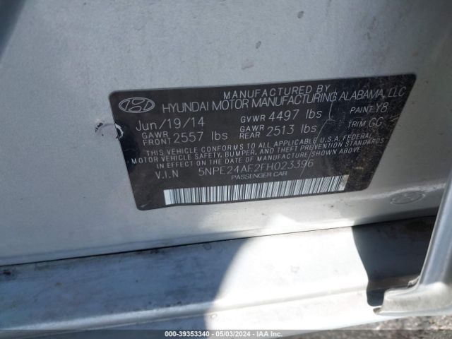 Photo 8 VIN: 5NPE24AF2FH023396 - HYUNDAI SONATA 