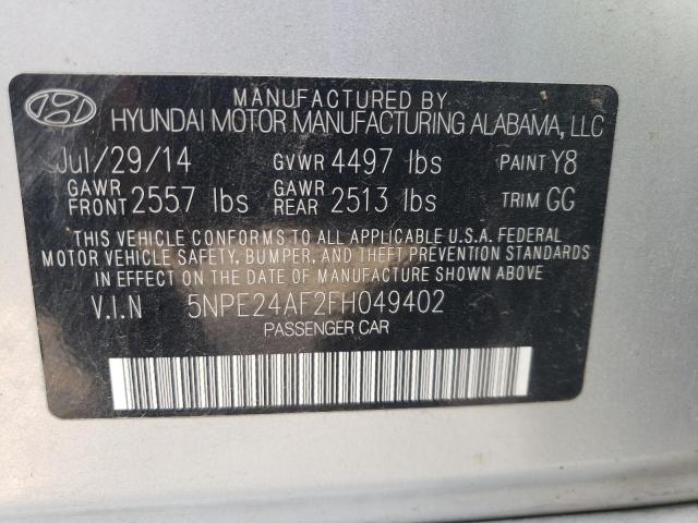 Photo 9 VIN: 5NPE24AF2FH049402 - HYUNDAI SONATA SE 