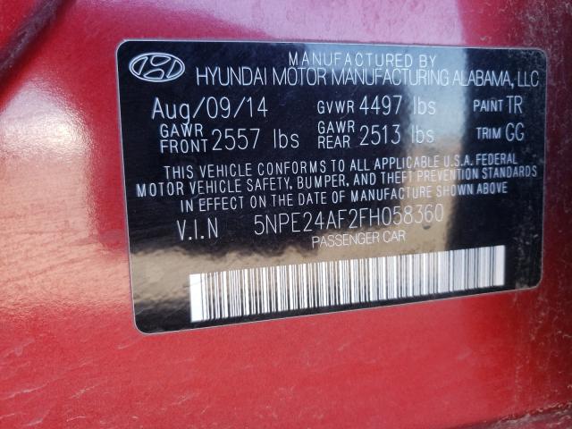 Photo 9 VIN: 5NPE24AF2FH058360 - HYUNDAI SONATA SE 