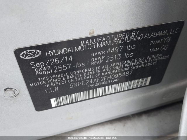 Photo 8 VIN: 5NPE24AF2FH095487 - HYUNDAI SONATA 