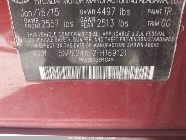 Photo 8 VIN: 5NPE24AF2FH169121 - HYUNDAI SONATA 