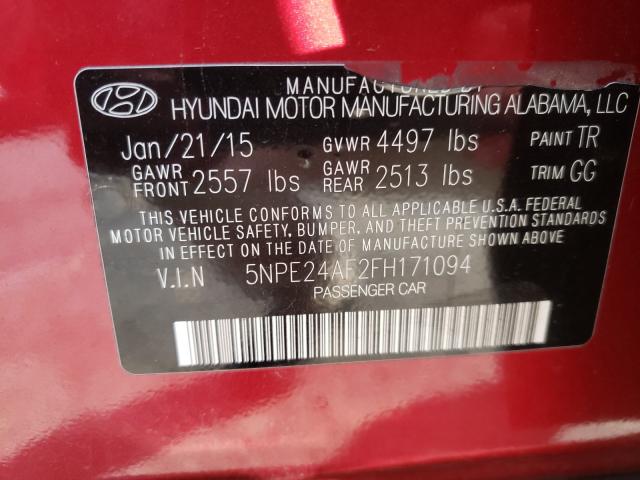 Photo 9 VIN: 5NPE24AF2FH171094 - HYUNDAI SONATA SE 