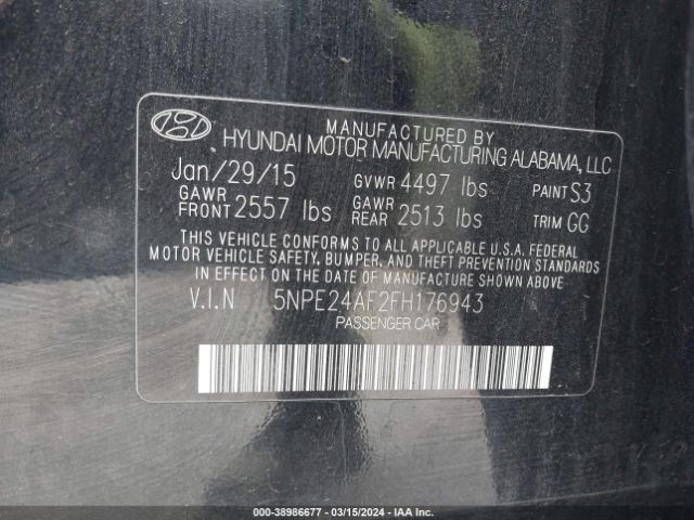 Photo 8 VIN: 5NPE24AF2FH176943 - HYUNDAI SONATA 