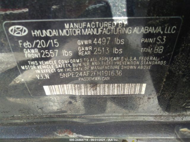 Photo 8 VIN: 5NPE24AF2FH191636 - HYUNDAI SONATA 