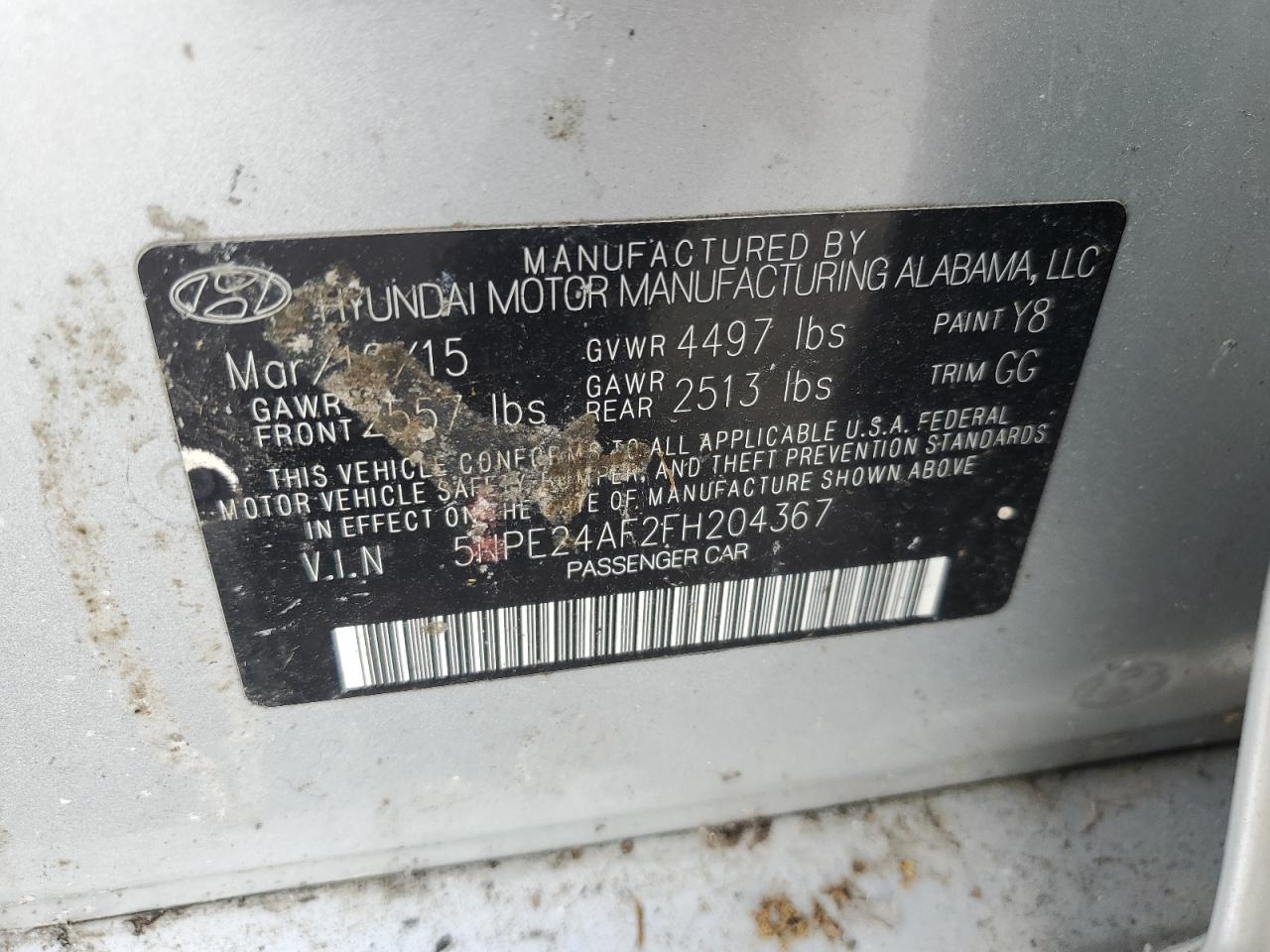 Photo 11 VIN: 5NPE24AF2FH204367 - HYUNDAI SONATA 