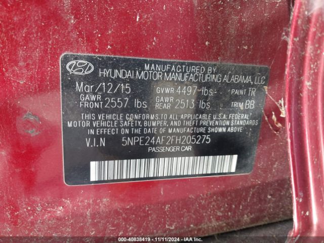 Photo 8 VIN: 5NPE24AF2FH205275 - HYUNDAI SONATA 