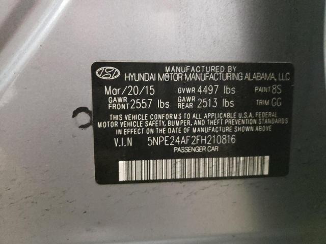 Photo 11 VIN: 5NPE24AF2FH210816 - HYUNDAI SONATA SE 