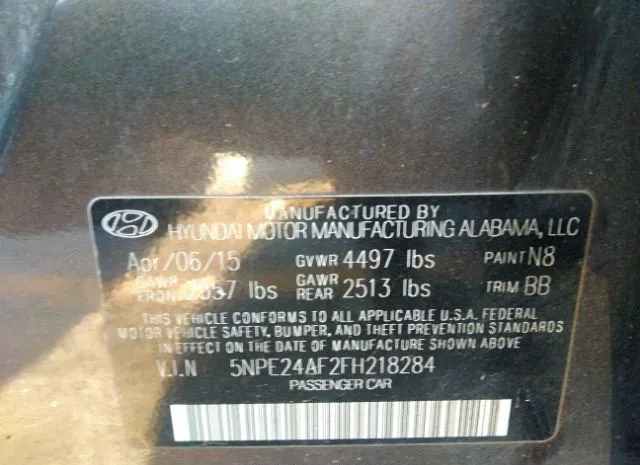 Photo 8 VIN: 5NPE24AF2FH218284 - HYUNDAI SONATA 