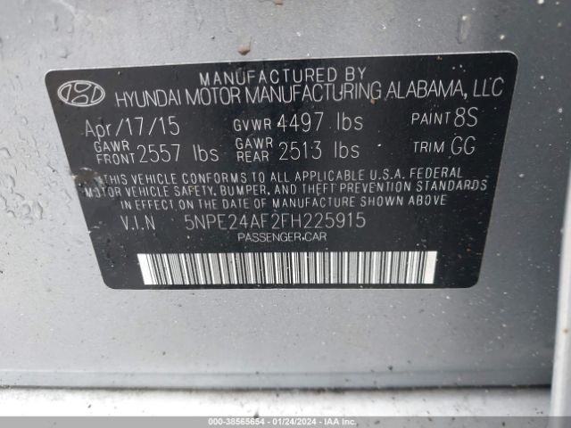 Photo 8 VIN: 5NPE24AF2FH225915 - HYUNDAI SONATA 