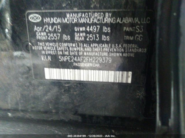 Photo 8 VIN: 5NPE24AF2FH229379 - HYUNDAI SONATA 