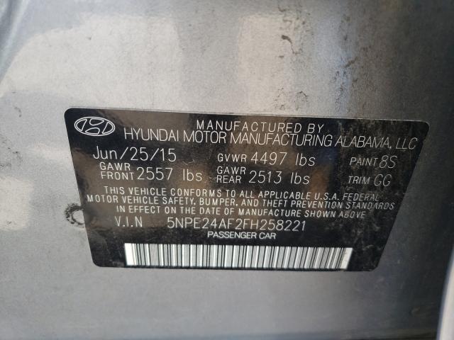 Photo 9 VIN: 5NPE24AF2FH258221 - HYUNDAI SONATA SE 