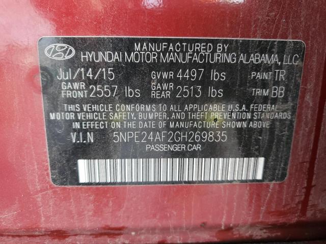 Photo 11 VIN: 5NPE24AF2GH269835 - HYUNDAI SONATA 