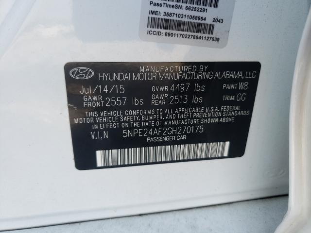 Photo 9 VIN: 5NPE24AF2GH270175 - HYUNDAI SONATA SE 