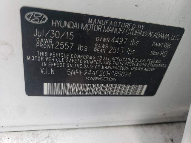 Photo 9 VIN: 5NPE24AF2GH280074 - HYUNDAI SONATA SE 