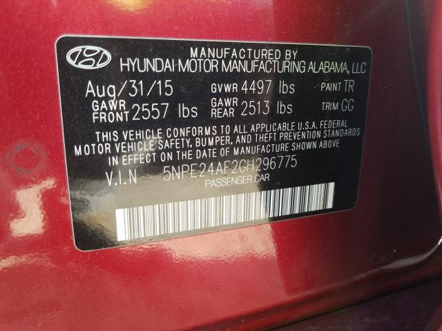 Photo 9 VIN: 5NPE24AF2GH296775 - HYUNDAI SONATA SE 