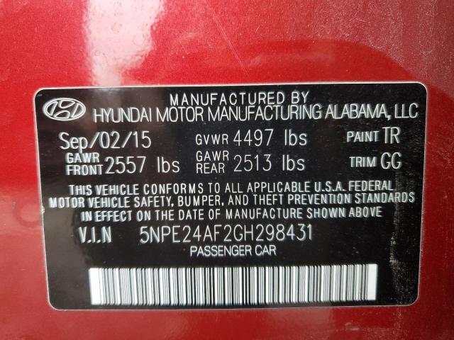 Photo 11 VIN: 5NPE24AF2GH298431 - HYUNDAI SONATA SE 