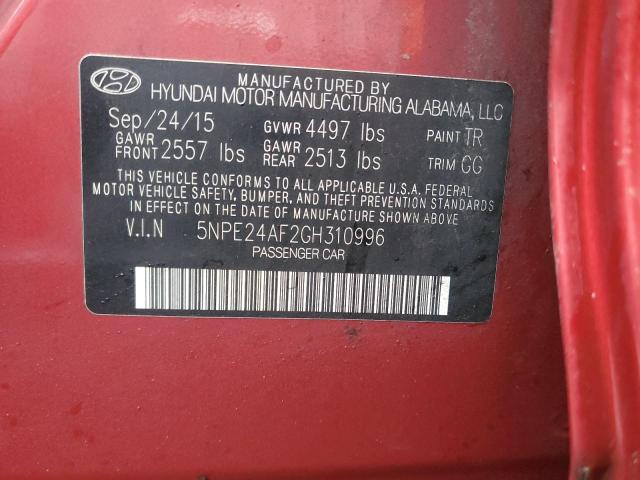 Photo 11 VIN: 5NPE24AF2GH310996 - HYUNDAI SONATA SE 