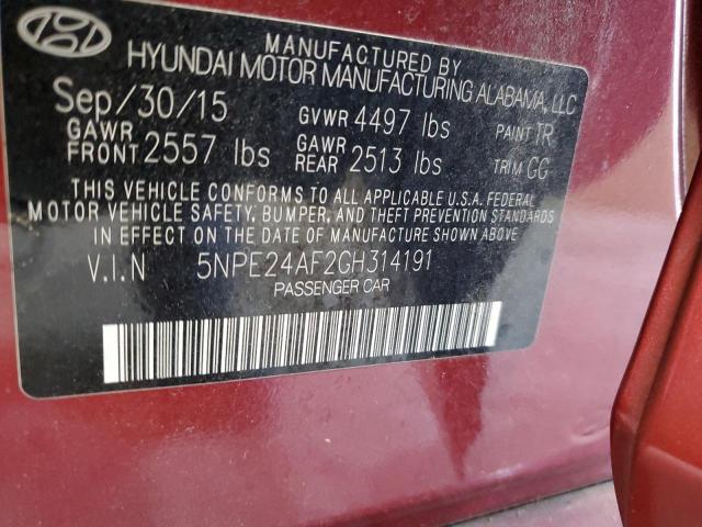 Photo 11 VIN: 5NPE24AF2GH314191 - HYUNDAI SONATA 