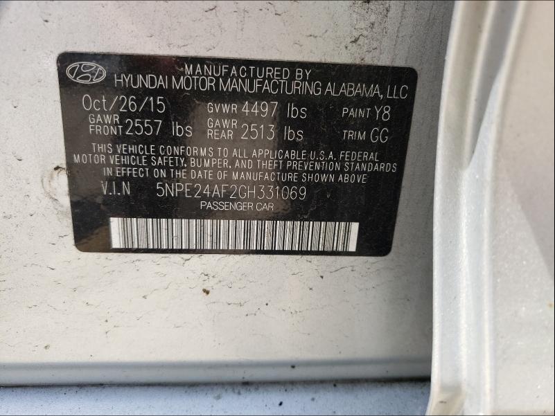 Photo 9 VIN: 5NPE24AF2GH331069 - HYUNDAI SONATA SE 