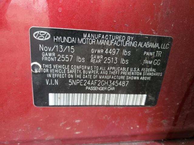 Photo 11 VIN: 5NPE24AF2GH345487 - HYUNDAI SONATA 