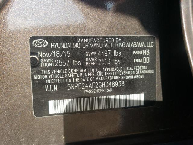 Photo 9 VIN: 5NPE24AF2GH348938 - HYUNDAI SONATA SE 