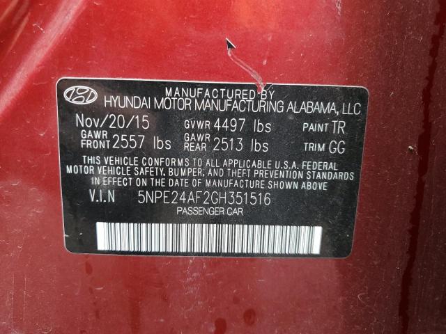 Photo 9 VIN: 5NPE24AF2GH351516 - HYUNDAI SONATA SE 