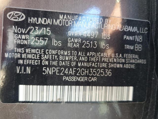 Photo 11 VIN: 5NPE24AF2GH352536 - HYUNDAI SONATA SE 