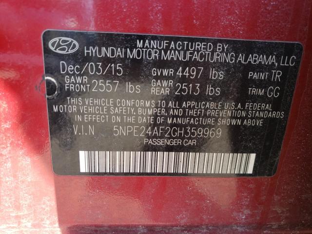 Photo 9 VIN: 5NPE24AF2GH359969 - HYUNDAI SONATA SE 