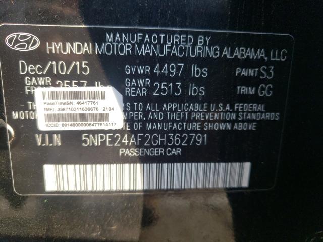 Photo 9 VIN: 5NPE24AF2GH362791 - HYUNDAI SONATA SE 